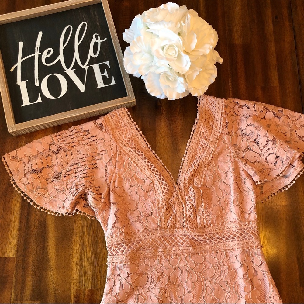 Main Strip NEW | lace sheath dress pink peach - Picture 5 of 6